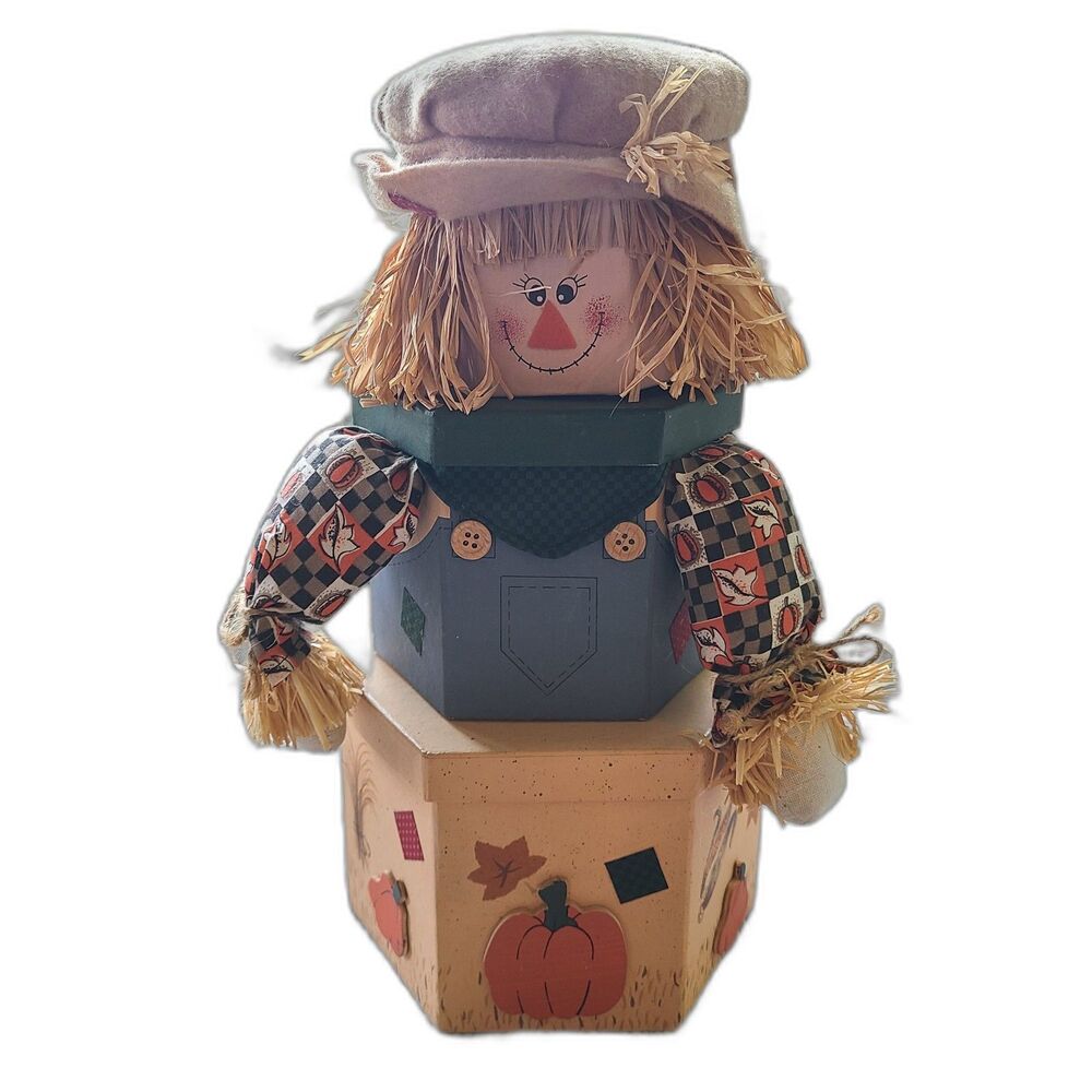Scarecrow Harvest Tower Stacking Boxes Fall Autumn Decoration Gift Box Tower